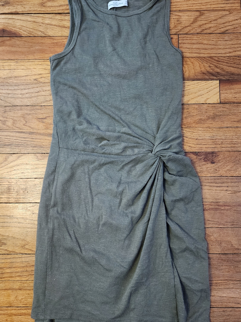 A & F Olive XS Green Sleeveless Knot-Detail Mini Dress
